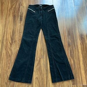 Morgan De Toi Black Corduroy Flare Jeans Trousers with Zip Vintage